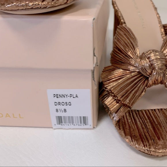 Loeffler Randall Penny Knot Rose Gold Crinkle Lame' Mule Sandal Slide Open Toe - Picture 14 of 16